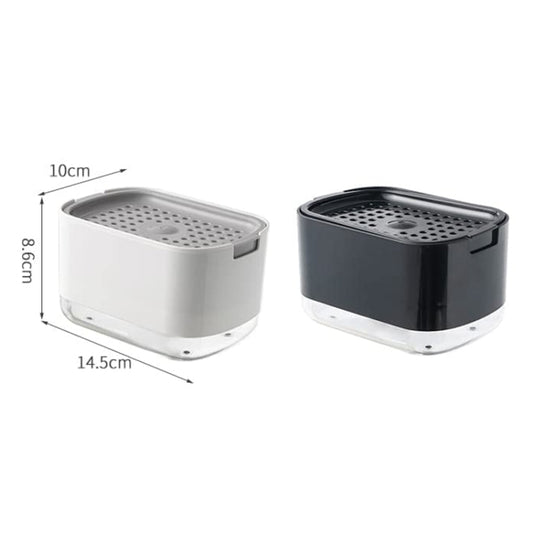 Press Type Soap Dispenser Detachable Double Layer Drainage Design Soap Dish, Spec: Black With Sponge by bashfashion