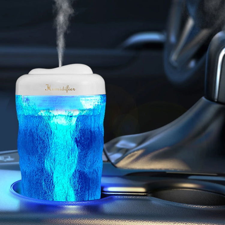 Iceberg Small Car Humidifier Atomization Mute Colorful Aromatherapy Machine(White) by bashfashion