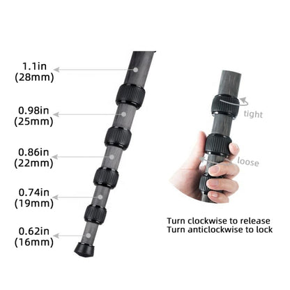 BEXIN P285C Carbon Fiber DSLR Camera Monopod Mountaineering Stick Photography Selfie Holder by BEXIN