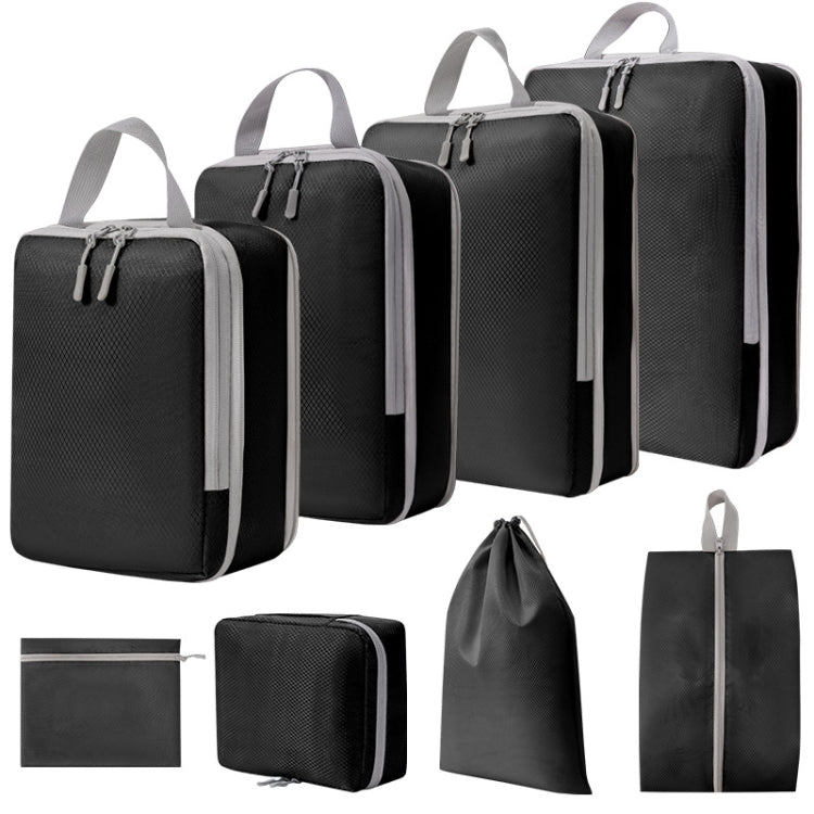 8 In 1 Compression Packing Cubes Expandable Travel Bags Luggage Organizer(Black) by bashfashion