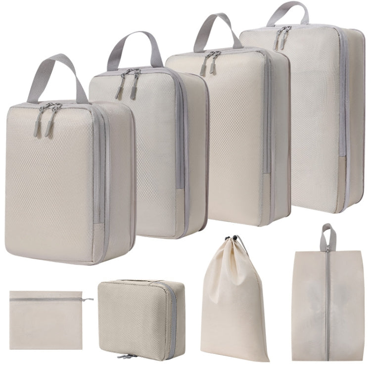 8 In 1 Compression Packing Cubes Expandable Travel Bags Luggage Organizer(Beige) by bashfashion
