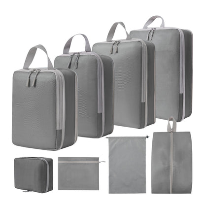 8 In 1 Compression Packing Cubes Expandable Travel Bags Luggage Organizer(Gray) by bashfashion