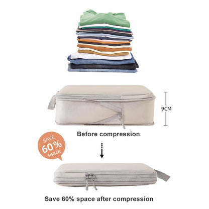 8 In 1 Compression Packing Cubes Expandable Travel Bags Luggage Organizer(Beige) by bashfashion