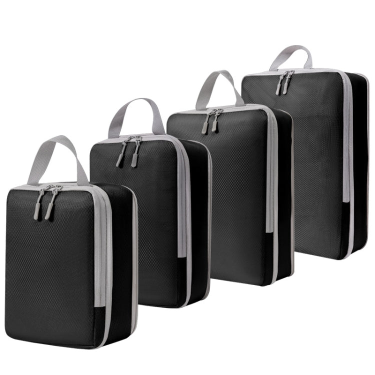 4 In 1 Compression Packing Cubes Expandable Travel Bags Luggage Organizer(Black) by bashfashion