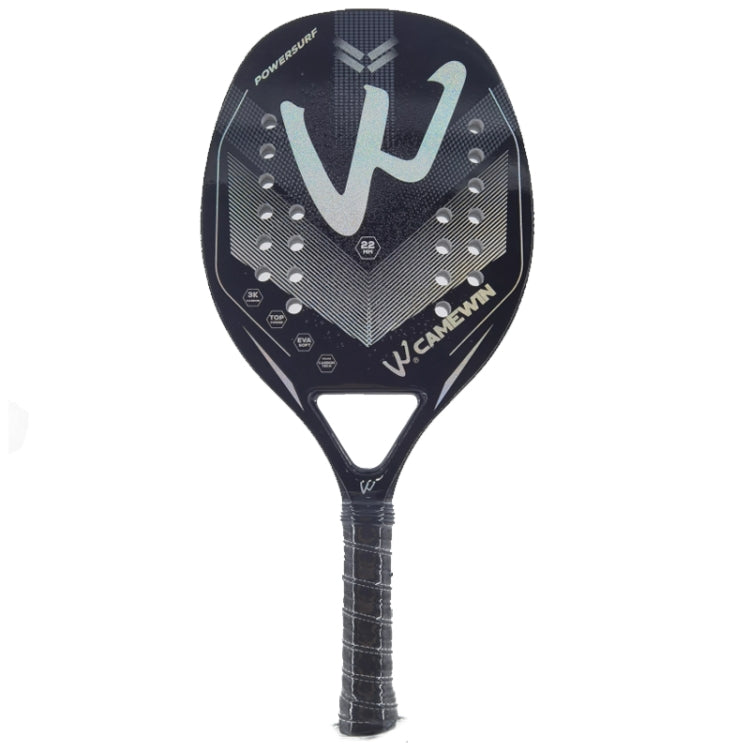 CAMEWIN 3K Carbon Fiber Rough Surface Beach Tennis Racket With Cover Bag(Black and Silver) by bashfashion
