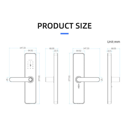 C91 Tuya Smart WiFi Password Fingerprint Electronic Door Lock(Black) by bashfashion