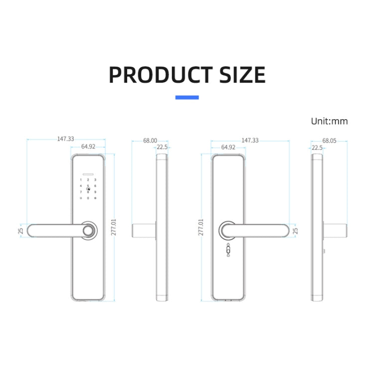 C91 Tuya Smart WiFi Password Fingerprint Electronic Door Lock(Silver) by bashfashion