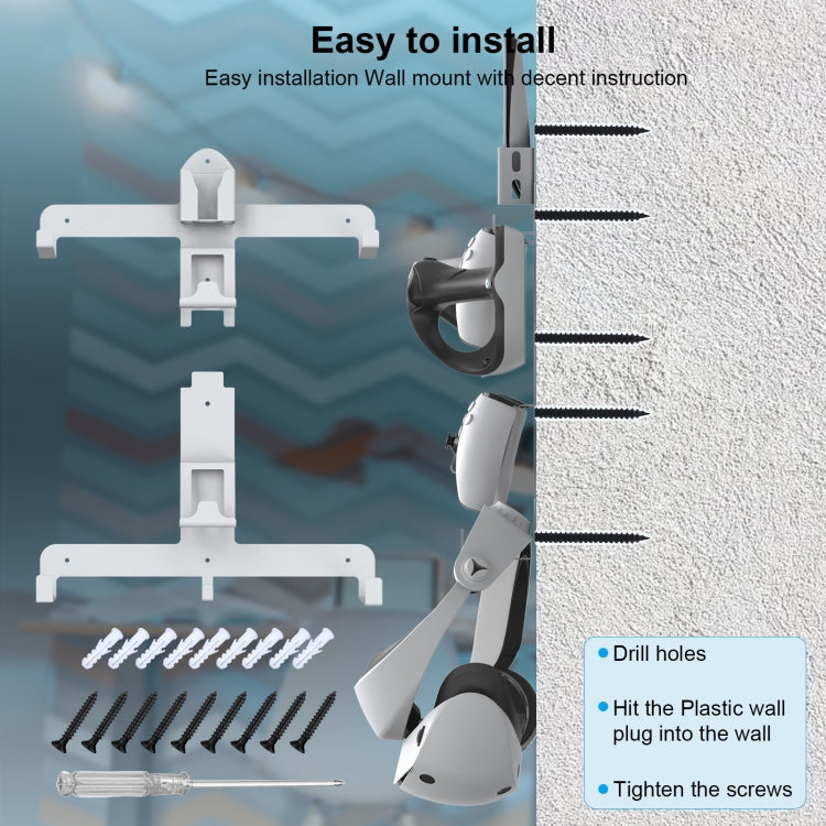 JYS JYS-P5158 For PS5 VR2 Wall Storage Bracket Helmet/Headset/Handle/Remote Control Wall Storage Storage Shelf(White) by JYS