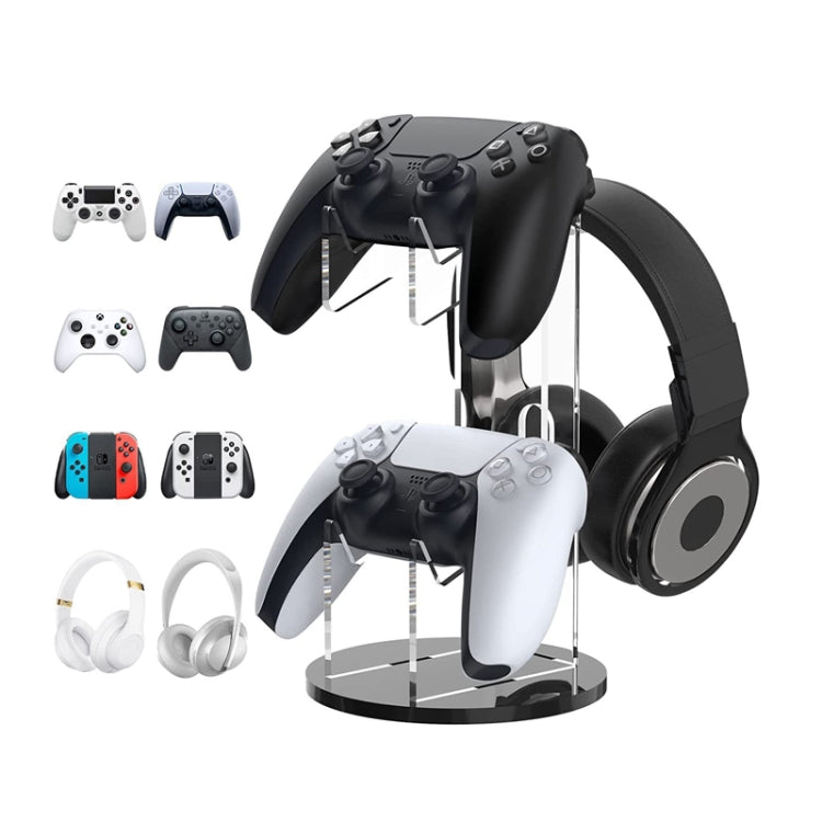 Acrylic Game Controller Display Stand Headphone Hanger(Black-Round Bottom) by bashfashion
