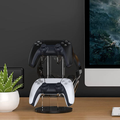 Acrylic Game Controller Display Stand Headphone Hanger(Black-Round Bottom) by bashfashion