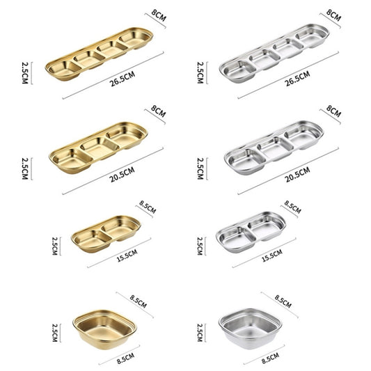 Stainless Steel Square Sauce Dish Hotpot Seasoning Disc Barbecue Tableware, Style: 2 Grid (Gold) by bashfashion
