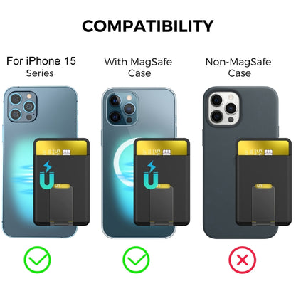 For IPhone 15 AhaStyle PT133-H Phone Magnetic Card Holder Stand Organizer Card Case(Black) by AhaStyle