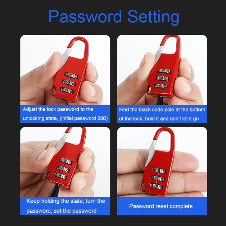 Outdoor Travel Backpack Password Hanging Lock Zinc Alloy Suitcase Anti-theft Lock(Red) by bashfashion