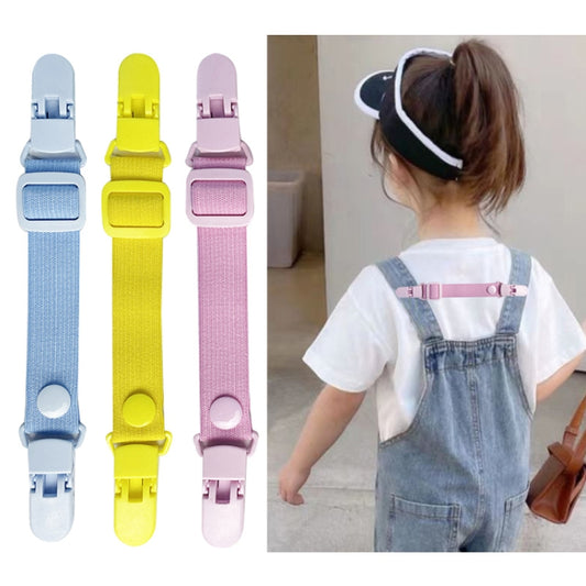 School Bag Shoulder Strap Clip Adjustable Elasticity Anti-Falling Clip For Children Overalls(Pink) by bashfashion