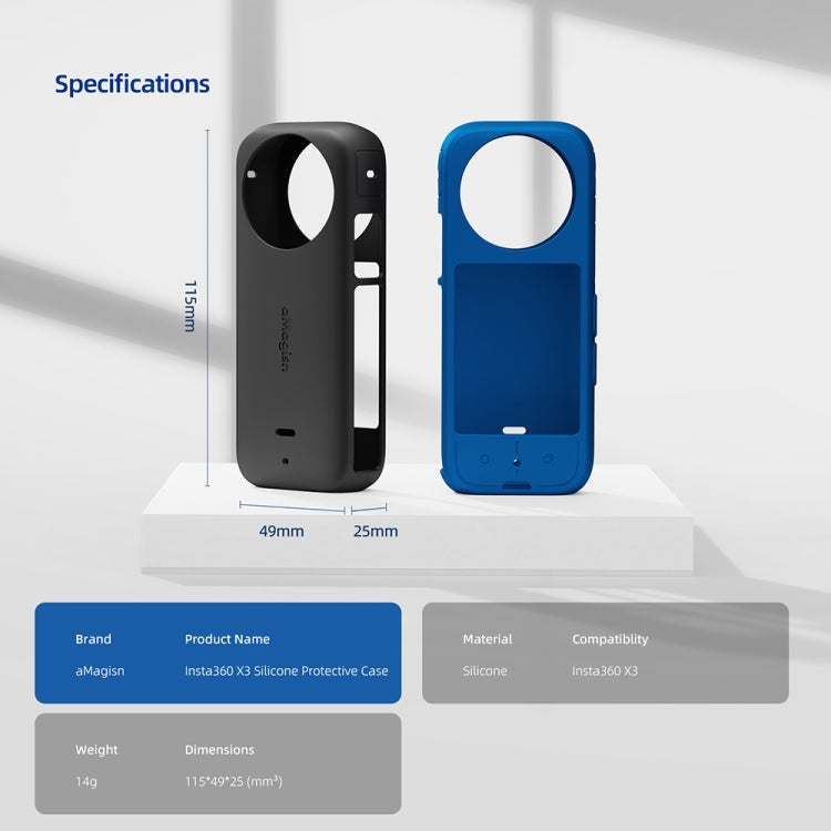 For Insta360 X3 AMagisn Body Silicone Protective Cover, Style: Lens Case (Black) by aMagisn