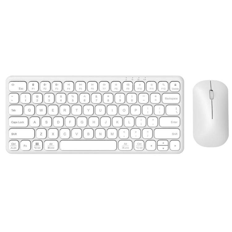 B087 2.4G Portable 78 Keys Dual Mode Wireless Bluetooth Keyboard And Mouse, Style: Keyboard Mouse Set White by bashfashion