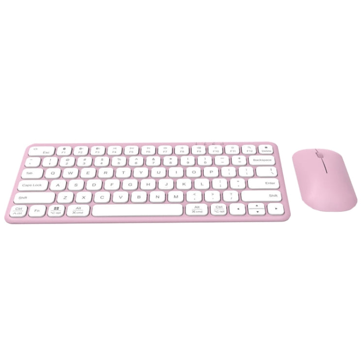 B087 2.4G Portable 78 Keys Dual Mode Wireless Bluetooth Keyboard And Mouse, Style: Keyboard Mouse Set Pink by bashfashion