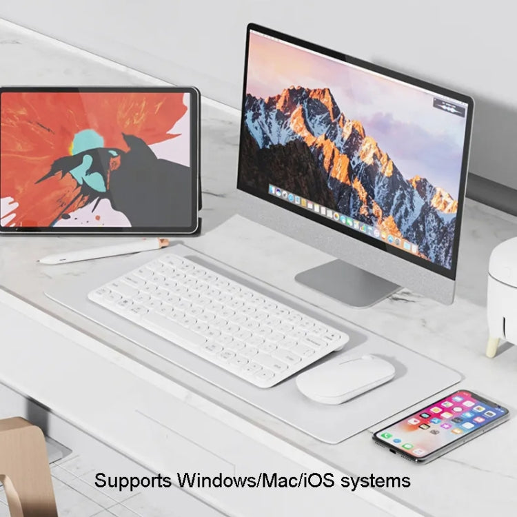 B087 2.4G Portable 78 Keys Dual Mode Wireless Bluetooth Keyboard And Mouse, Style: Keyboard Mouse Set White by bashfashion