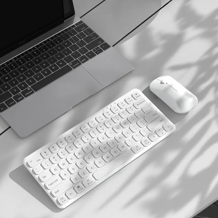 B087 2.4G Portable 78 Keys Dual Mode Wireless Bluetooth Keyboard And Mouse, Style: Keyboard Mouse Set White by bashfashion