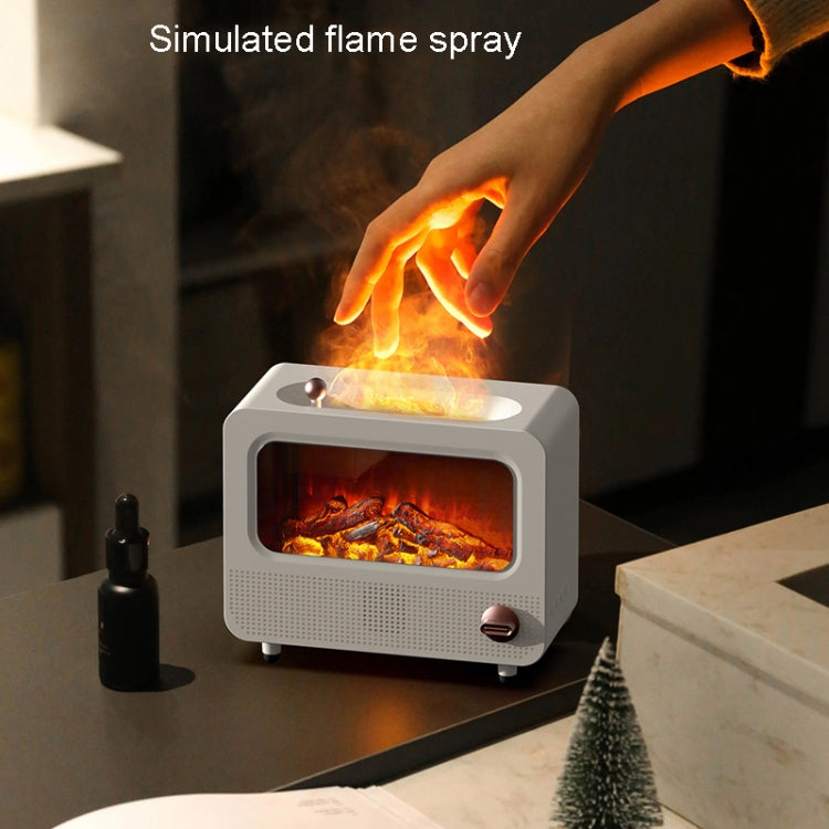 USB White Noise Simulation Flame Fire Furnace Aromatherapy Machine Indoor Large Spray Measurement Humidifier(Black) by bashfashion