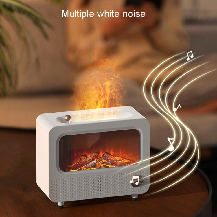 USB White Noise Simulation Flame Fire Furnace Aromatherapy Machine Indoor Large Spray Measurement Humidifier(White) by bashfashion