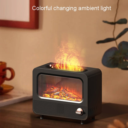 USB White Noise Simulation Flame Fire Furnace Aromatherapy Machine Indoor Large Spray Measurement Humidifier(Black) by bashfashion