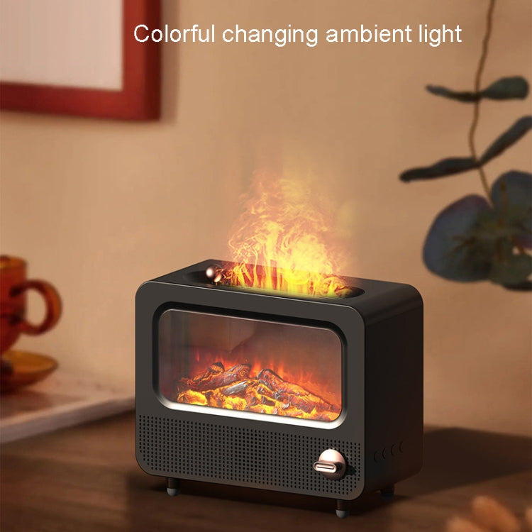 USB White Noise Simulation Flame Fire Furnace Aromatherapy Machine Indoor Large Spray Measurement Humidifier(White) by bashfashion