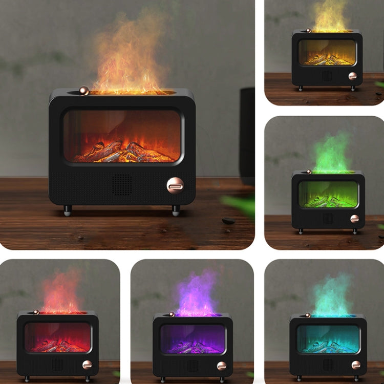 USB White Noise Simulation Flame Fire Furnace Aromatherapy Machine Indoor Large Spray Measurement Humidifier(White) by bashfashion