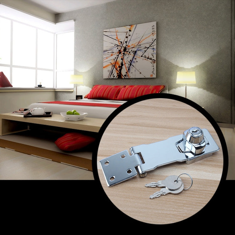 4 inch Non-Interlocking No Hole Hook With Locking Hasp Chest Of Drawers Door Lock With Iron Key by bashfashion