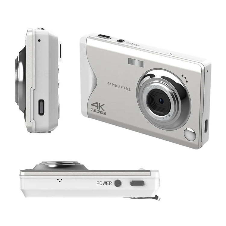 4K HD 3.0-Inch IPS Screen Autofocus HD Digital Camera(White) by bashfashion