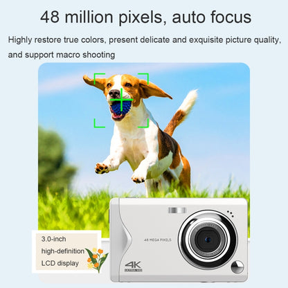 4K HD 3.0-Inch IPS Screen Autofocus HD Digital Camera(White) by bashfashion