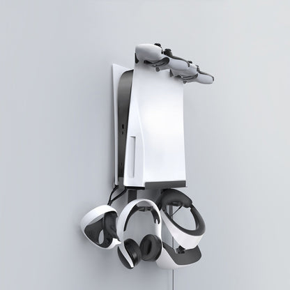 For PS5 Console iplay Wall-mounted Bracket Can Store Controllers/VR Glasses/Headphones(Black) by iplay