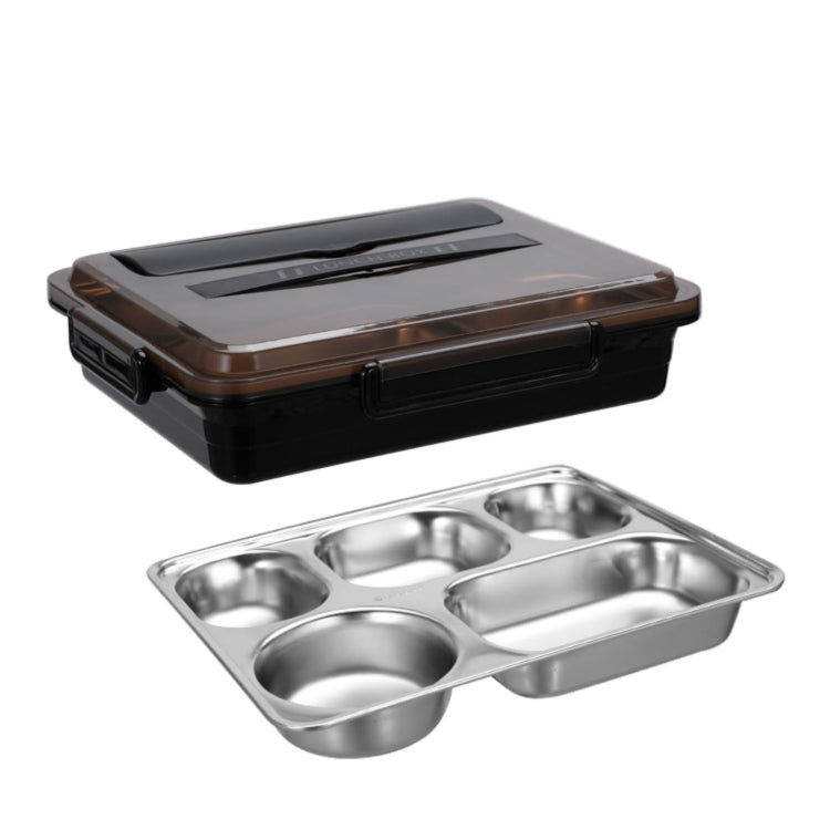 304 Stainless Steel Lunch Box Leakproof Insulated Student Dormitory Bento Box, Spec: 5 Grid Black by bashfashion