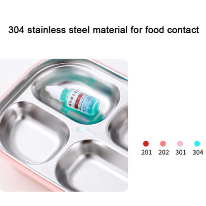 304 Stainless Steel Lunch Box Leakproof Insulated Student Dormitory Bento Box, Spec: 4 Grid Blue by bashfashion