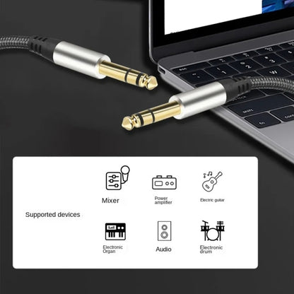 10m Audio Mixing Console Amplifier Drum Connection Cable 6.35MM Male To Male Audio Cable 28AWG OD4.0MM(Silver) by bashfashion