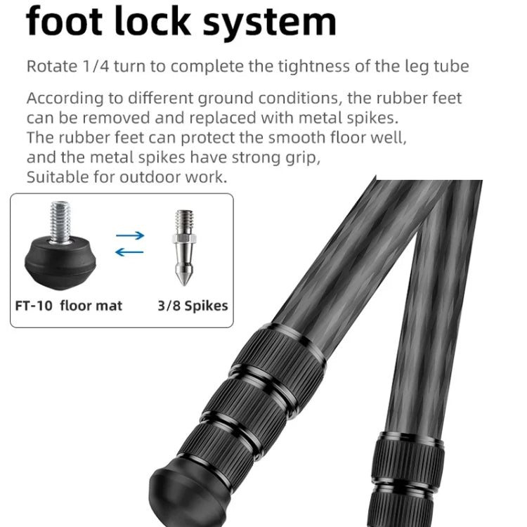BEXIN RC254 Carbon Fiber Portable Folding Tripod SLR Camera Low Gravity Center Gimbal Photography Bracket by BEXIN