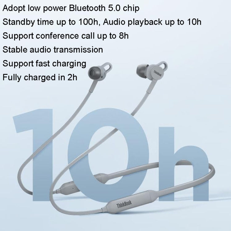 Lenovo ThinkBook UC100 Neckband Dual Wireless Bluetooth Earphone Cell Phone Computer Simultaneous Connection by Lenovo