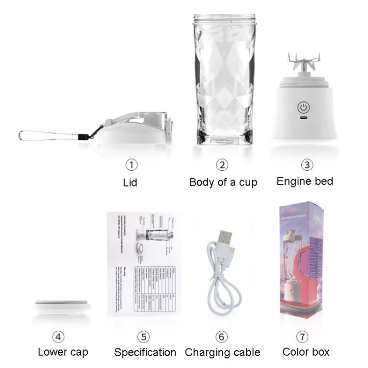 Portable Multifunctional USB Charging Juice Cup Mini Electrical Blender(White) by bashfashion