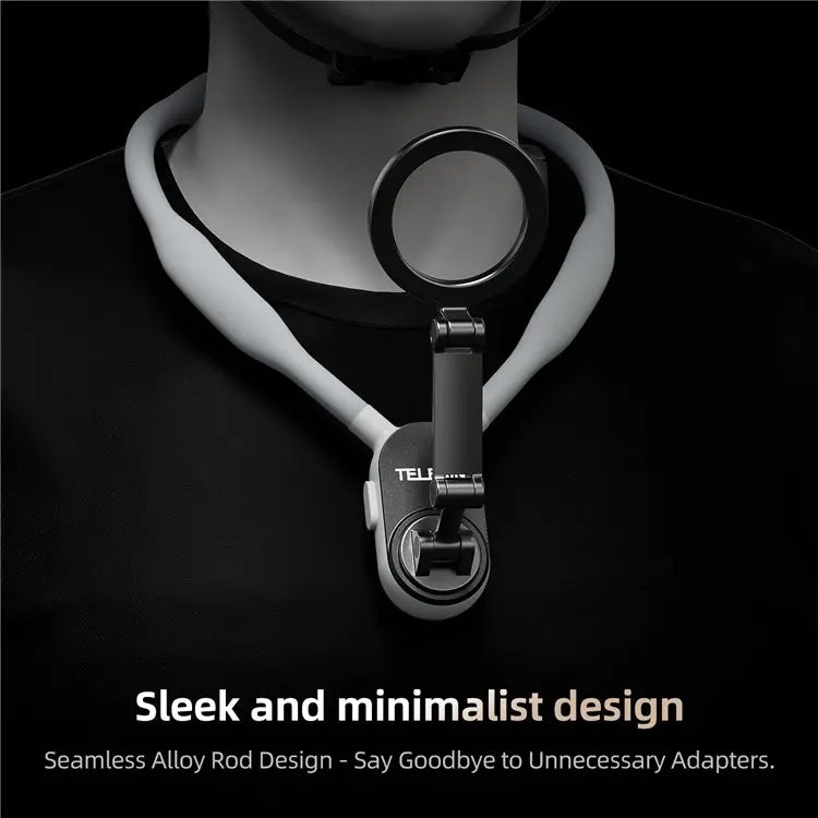 TELESIN Silicone Neck Mount Magnetic Selfie Stick Phone Neck Holder(Gray) by TELESIN