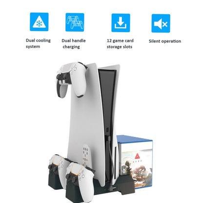 For PS5 iplay Dual-seat Charging and Cooling Base Bracket Storage Rack(Black) by iplay