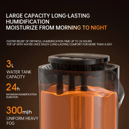 3L Smart Spray Humidifier Three-hole Spray With Night Light, Spec: USB by bashfashion