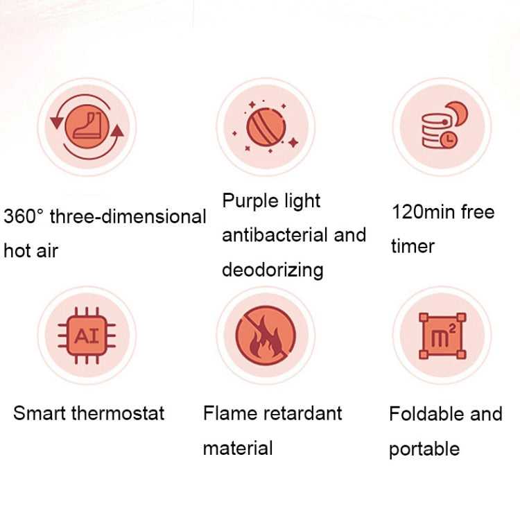 YM-102 Smart Timing UV Purple Light Sterilization Deodorization Dryer Portable Shoe Dryer(EU Plug) by bashfashion