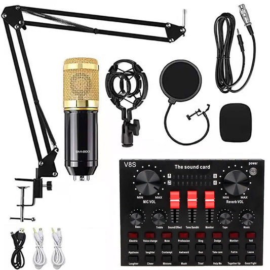 BM800+V8S Sound Card Set Audio Condenser Mic Studio Singing Microphone by bashfashion