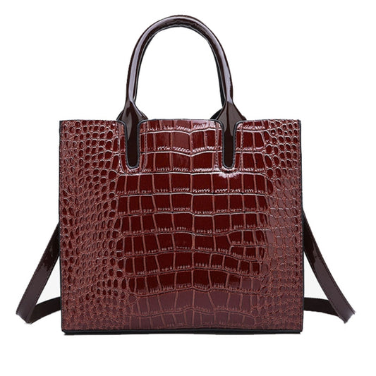 3-in-1 Women Handbag Simple Versatile Crocodile Pattern Large Shoulder Bag(Red) by bashfashion