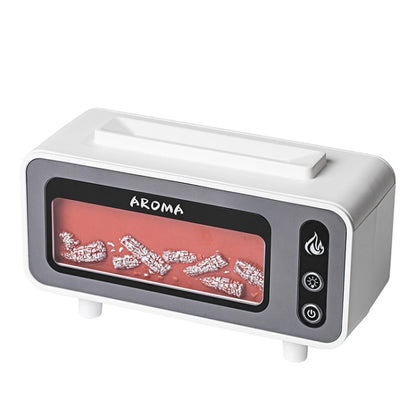 200ml Fireplace Flame Aromatherapy Air Humidifier USB Colorful Night Light Essential Oil Diffuser(White) by bashfashion