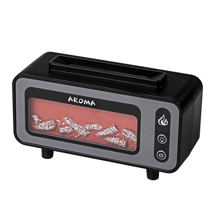 200ml Fireplace Flame Aromatherapy Air Humidifier USB Colorful Night Light Essential Oil Diffuser(Black) by bashfashion