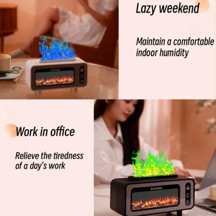 200ml Fireplace Flame Aromatherapy Air Humidifier USB Colorful Night Light Essential Oil Diffuser(Black) by bashfashion