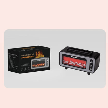 200ml Fireplace Flame Aromatherapy Air Humidifier USB Colorful Night Light Essential Oil Diffuser(Black) by bashfashion