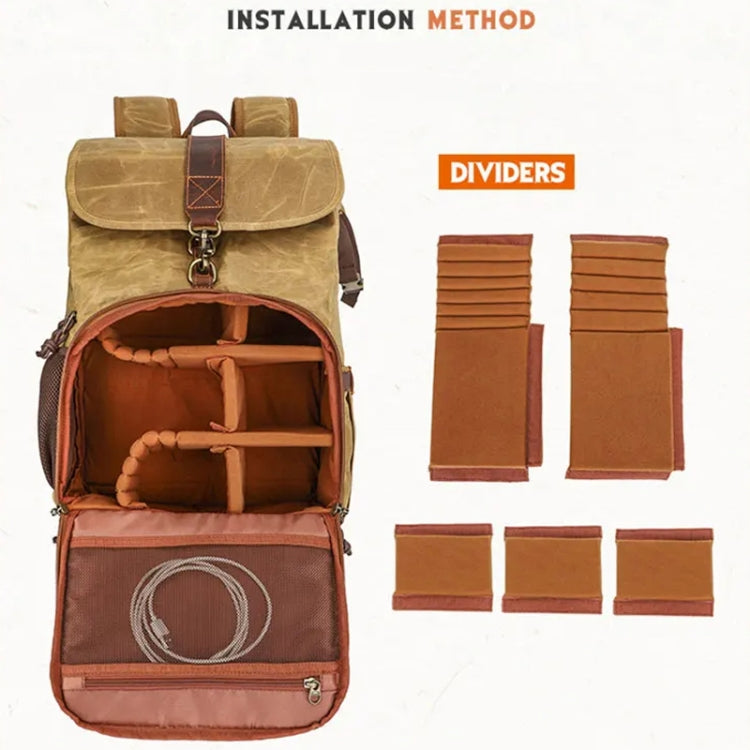 Large Capacity SLR Digital Camera Bag Laptop Backpack Canvas Storage Bag(Earth Yellow) by bashfashion