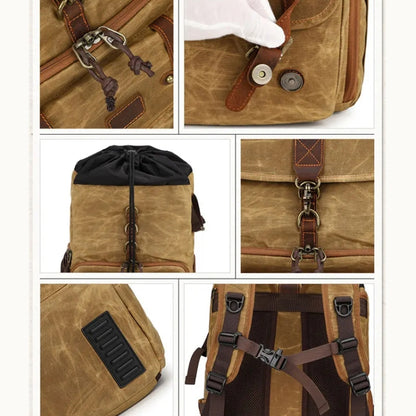 Large Capacity SLR Digital Camera Bag Laptop Backpack Canvas Storage Bag(Earth Yellow) by bashfashion